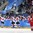 GANGNEUNG, SOUTH KOREA - FEBRUARY 19: Canada's Marie-Philip Poulin #29, Melodie Daoust #15, Meghan Agosta #2 and Renata Fast #14 celebrate at the bench after a second period goal against the Olympic Athletes from Russia during semifinal round action at the PyeongChang 2018 Olympic Winter Games. (Photo by Andre Ringuette/HHOF-IIHF Images)

